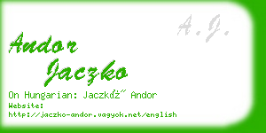 andor jaczko business card
